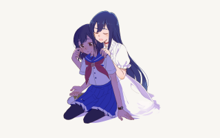 Anime girls hugging white background - kyoani free wallpaper