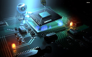 Computer chip robot light glow - technology free wallpaper for desktop