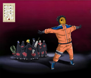 Cartoon man orange outfit sword - epic scene free wallpaper for desktop