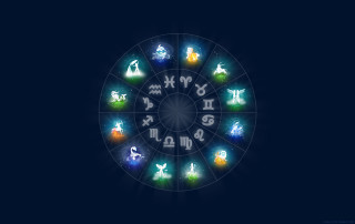 Zodiac wheel signs dark blue - tarot card free wallpaper