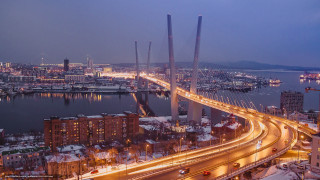 City bridge traffic nighttime lights - traffic free wallpaper
