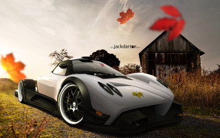 White sports car field barn - a field next free wallpaper