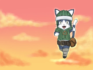Cat green sweater flying baseball - a baseball glove free wallpaper