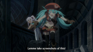 Woman pirate costume sword ledge - her hand and a caption free wallpaper