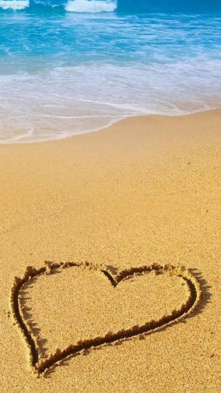 Heart sand beach waves boat - beach free wallpaper for mobile