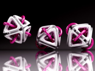 Three colored objects reflection black 2 - reflective free wallpaper