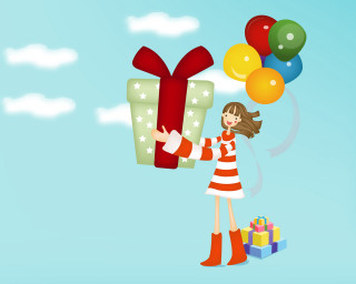 Woman present balloons presents sky - a woman holding free wallpaper