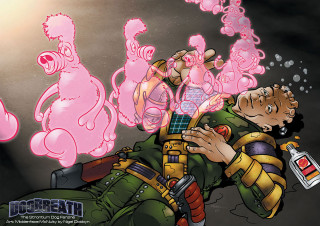 Cartoon man laying ground phone - benjamin marra free wallpaper