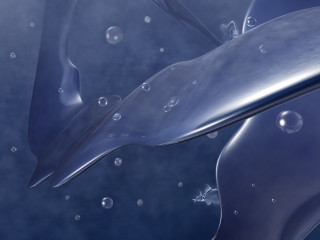 Blue bubbles liquid droplet surface - digital painting free wallpaper for desktop