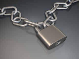 Silver chain padlock gray surface - mesh wire free wallpaper