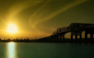 Bridge water sky sun clouds 2 - choi buk free wallpaper for desktop
