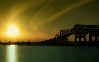 Bridge water sky sun clouds 3 - choi buk free wallpaper