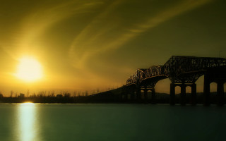 Bridge water sky sun clouds 5 - choi buk free wallpaper