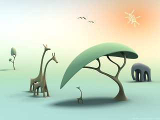 Giraffes desert tree elephant background - a desert area free wallpaper