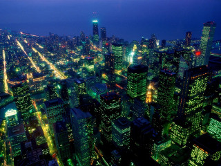 City night lights buildings blue 2 - city free wallpaper