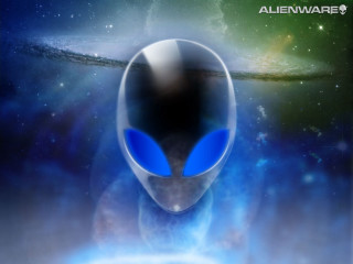 Blue alien head black background 3 - a blue ring free wallpaper