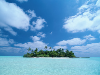 Island palm trees ocean sky 2 - a small island free wallpaper for desktop