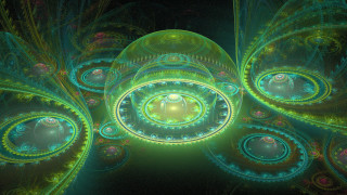 Green blue object yellow center - a yellow center free wallpaper