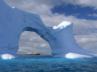 Boat ocean iceberg floating arch 3 - bascove free wallpaper