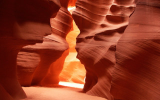 Canyon slot light person standing 3 - narrow free wallpaper