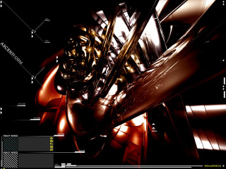 Metal object black background yellow - biomechanical free wallpaper