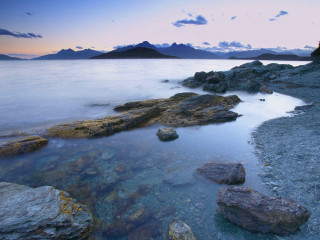 Water rocks mountains dusk person - archibald skirving free wallpaper for desktop