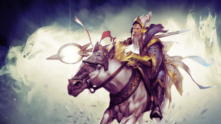 Man riding white horse giant - fan kuan free wallpaper