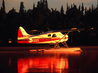 Small plane water night time 2 - atmospheric free wallpaper