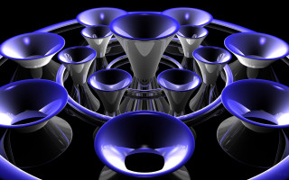 Blue objects circle lights black 4 - symmetric balance free wallpaper