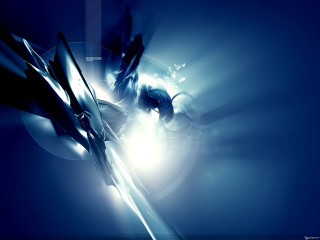 Blue abstract futuristic background circular 4 - the end free wallpaper for desktop