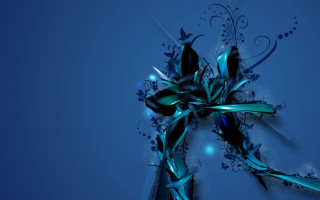 Blue abstract background bow flower - the side of the image free wallpaper