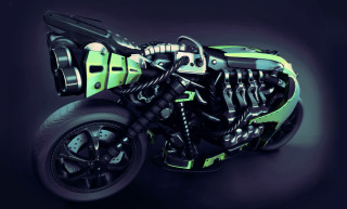Futuristic motorcycle green black design - a futuristic motorcycle free wallpaper
