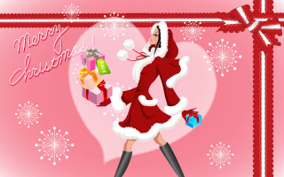 Santa woman gift heart ornaments - frame free wallpaper