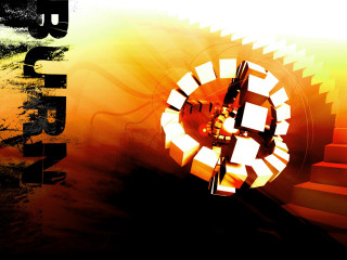 Bright orange yellow clock burn - side and the words free wallpaper for desktop