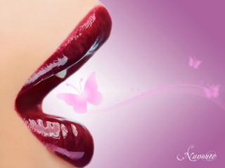 Woman lips butterfly on lip - a womans lip free wallpaper