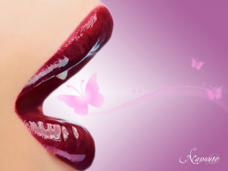 Woman lips butterfly on lip 2 - a womans lip free wallpaper