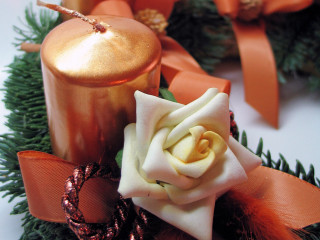 Rose candle wreath ribbon pine 4 - a wreath free wallpaper
