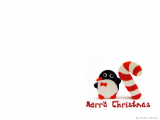 Penguin candy cane merry christmas - a penguin free wallpaper for desktop