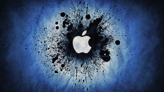 Apple logo blue dots paint - artistic free wallpaper for desktop