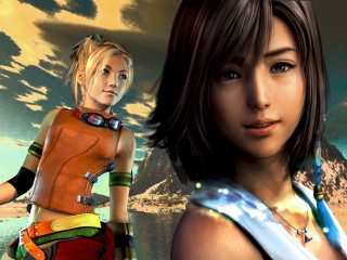 Futuristic woman desert man mountain 3 - final fantasy free wallpaper for desktop