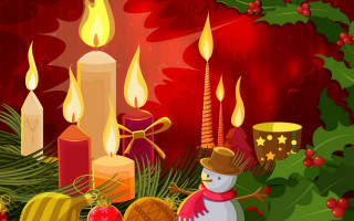 Snowman christmas scene candles decorations - a christmas scene free wallpaper
