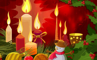 Snowman christmas scene candles decorations 2 - a christmas scene free wallpaper