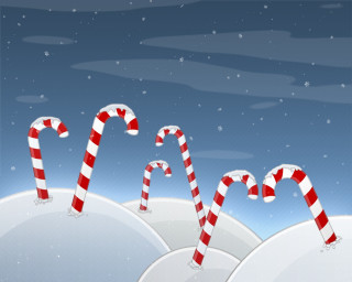 Christmas candycanes snowy night starry - a christmas scene free wallpaper