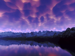 Mountain lake purple sky clouds 5 - a purple sky in the background free wallpaper for desktop