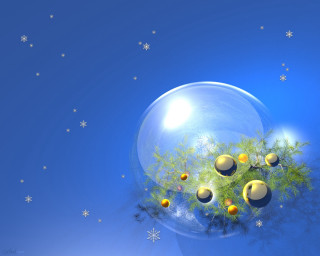 Bubble balls snowflakes blue sky 4 - a bubble free wallpaper