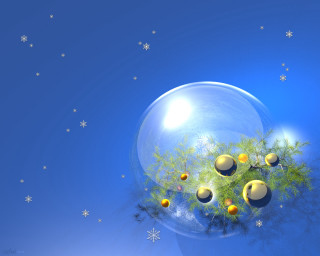 Bubble balls snowflakes blue sky 2 - a bubble free wallpaper