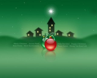 Christmas apple green background house - a christmas card free wallpaper