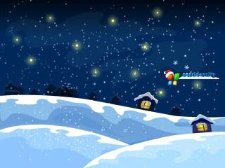 Snowy landscape house santa hat 4 - a snowman free wallpaper