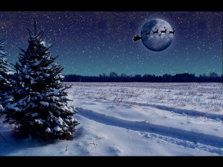Christmas tree santa fullmoon snowy - a santa clause free wallpaper for desktop