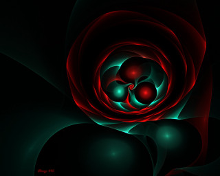 Red rose green blue petals 2 - the center of the image free wallpaper